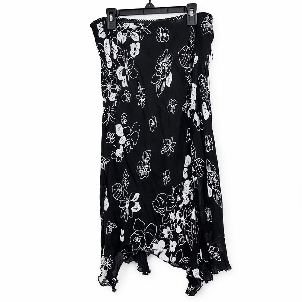 Nostalgia Black Floral Midi Skirt Fairy Grunge Whimsigoth Y2K Size L